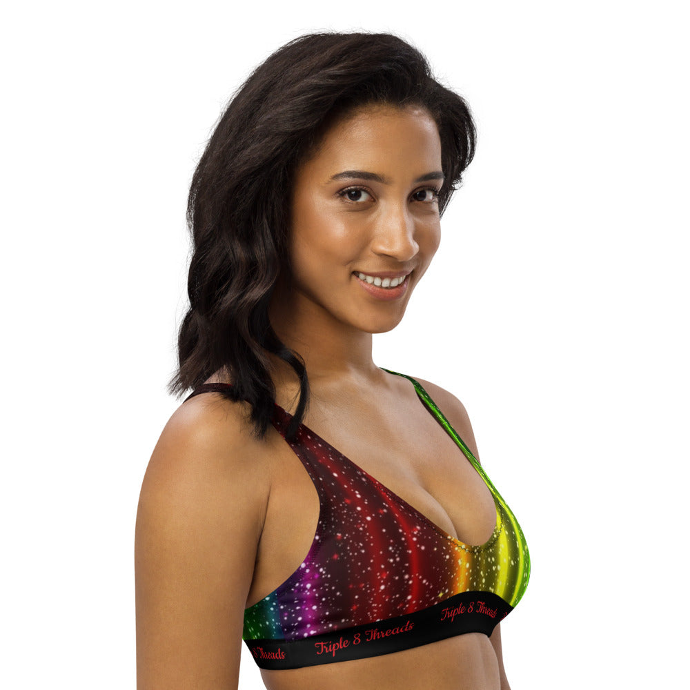 Rainbow Streak Coruscate Padded bikini top