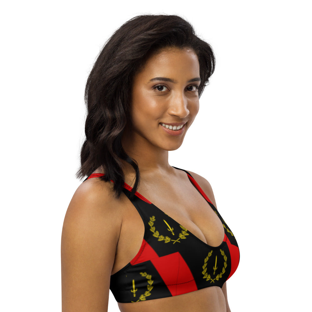 Black American Heritage Flag Recycled padded bikini top