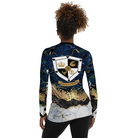 8xquiZit Collection Women's Tri-color Blue, Gold, & White Manifestation Long Sleeve Activewear