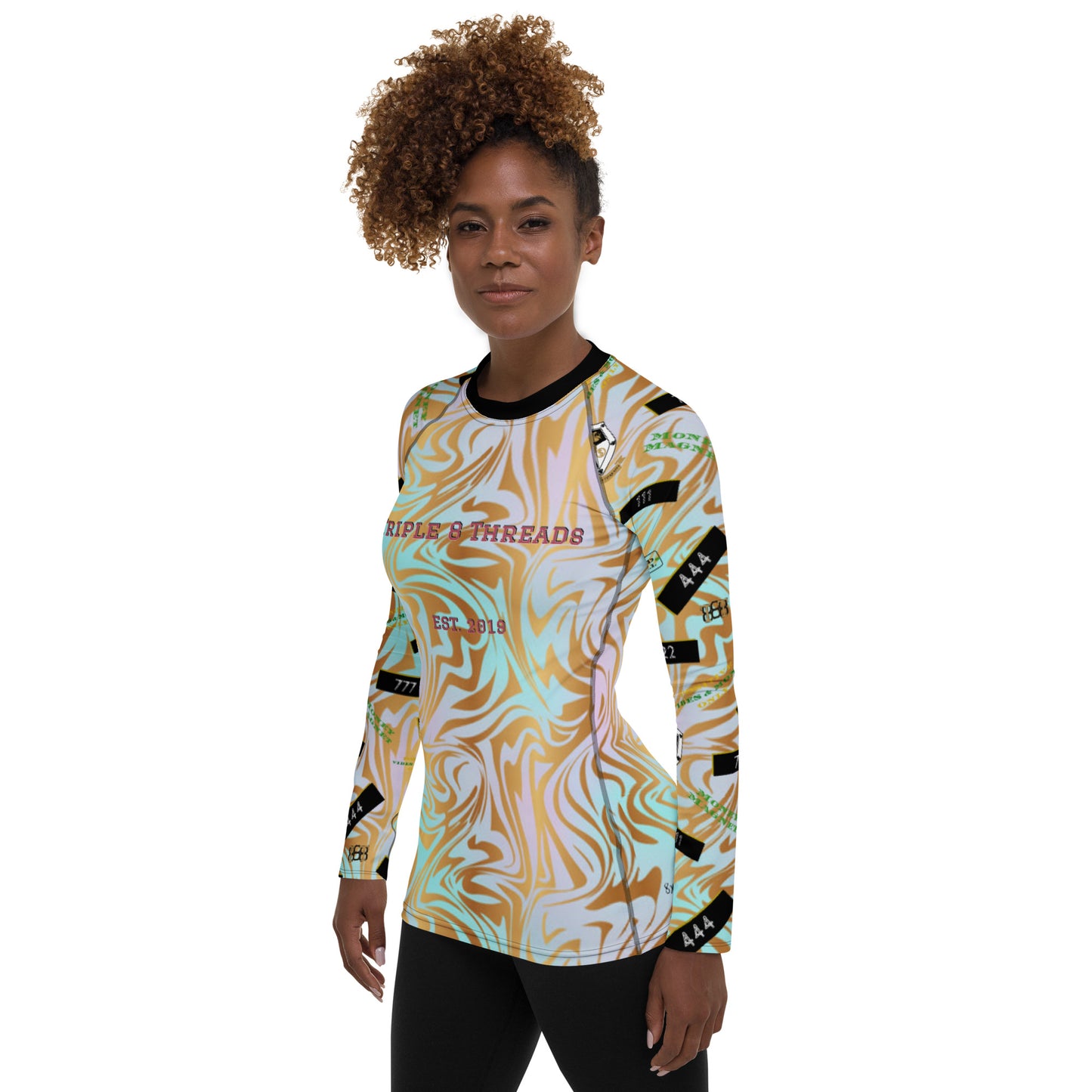 8xquiZit Collection - Women's Manifestation Pynk N Turq Jungle Luv Long Sleeve Activewear