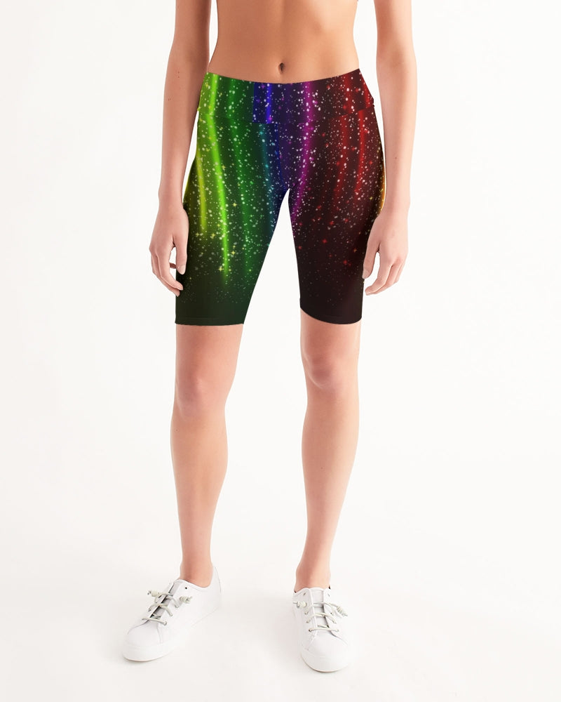 Rainbow Streak Coruscate Women's Mid-Rise Bike Shorts