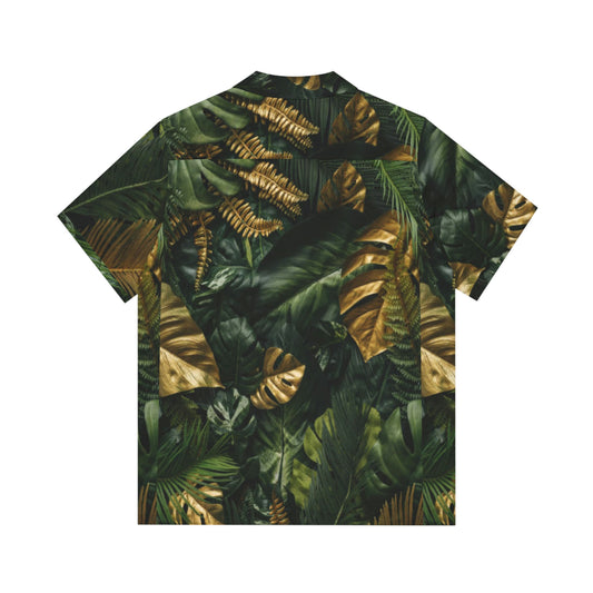 Men's 8XquiZit creative nature gold n green tropical palm leaves Hawaiian Shirt