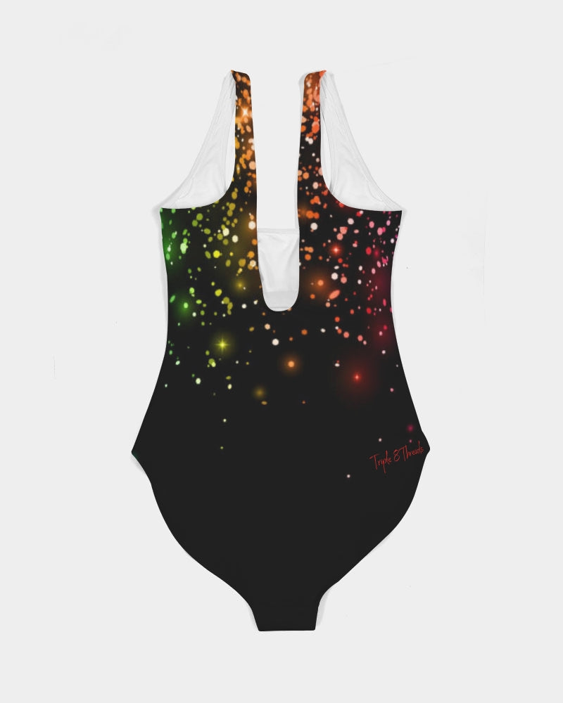 Black Rainbow Coruscate Women's One-Piece Swimsuit