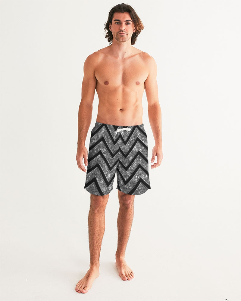 Silver n Black Coruscate Men's Swim Trunk