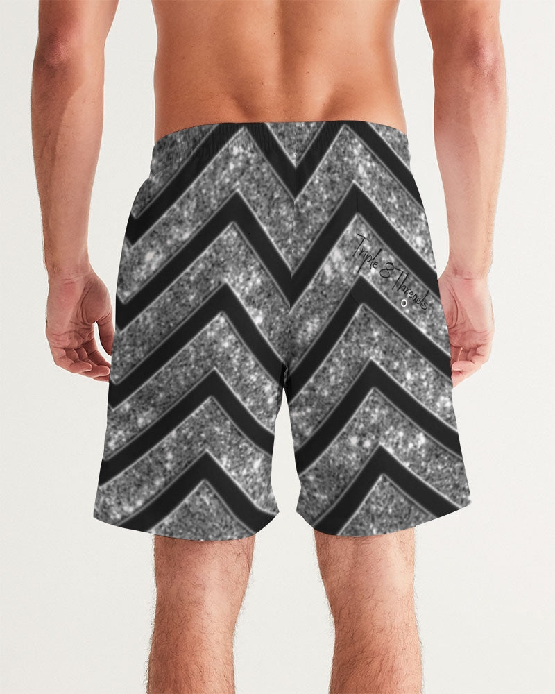 Silver n Black Coruscate Men's Swim Trunk