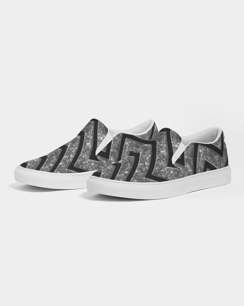 Silver n Black Coruscate Men's Slip-On Canvas Shoe