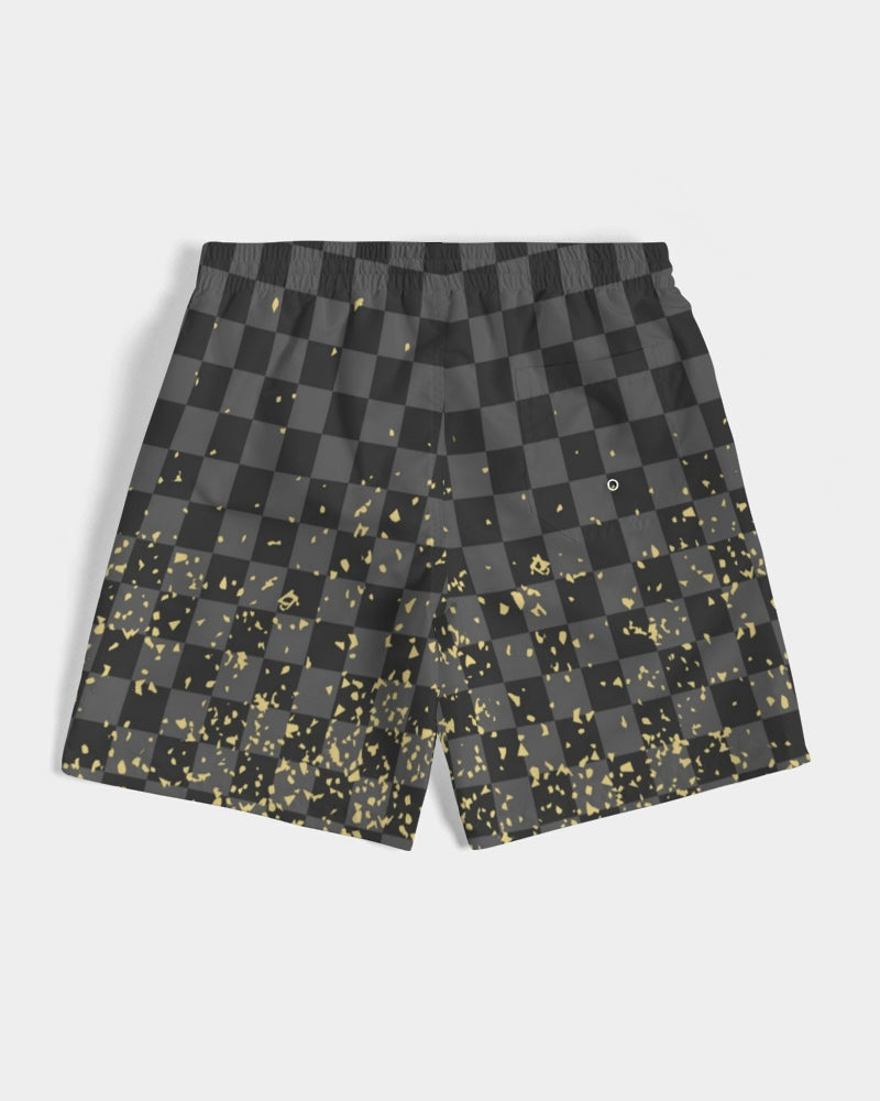 Check Blk n Gry - Gold Men's Swim Trunk