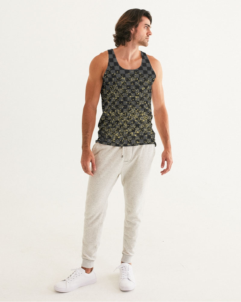 Check Blk n Gry - Gold Men's Tank