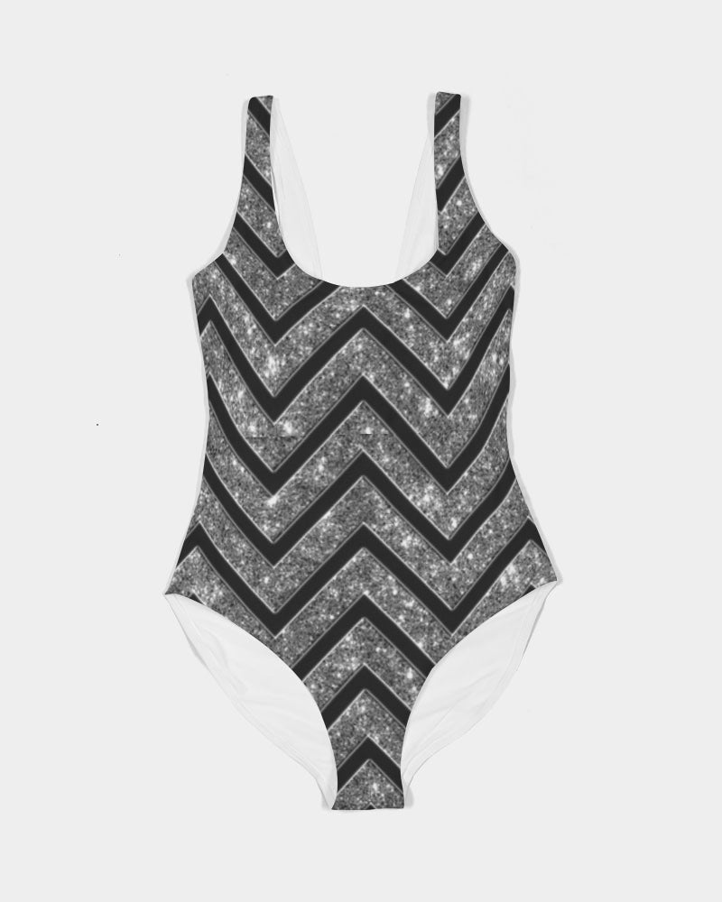 Silver n Black Coruscate Women's One-Piece Swimsuit