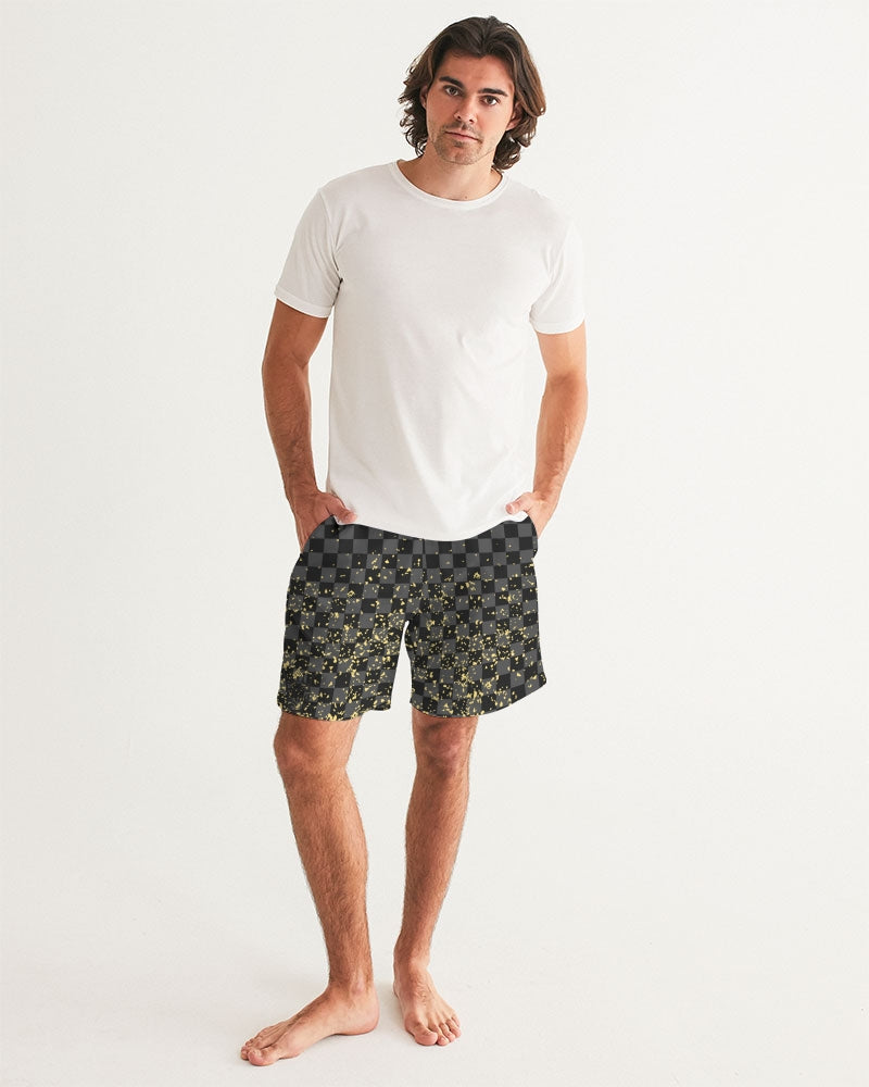 Check Blk n Gry - Gold Men's Swim Trunk