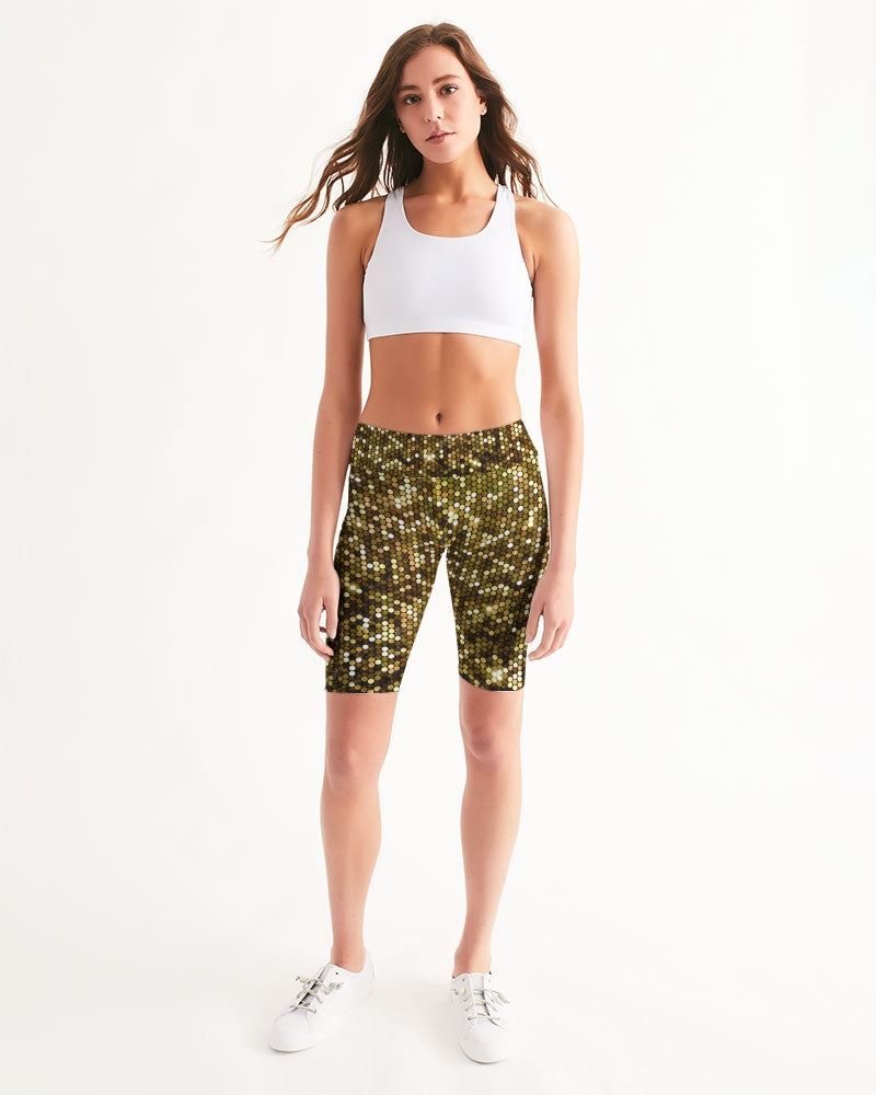 Gold Coruscate Women's Mid-Rise Bike Shorts