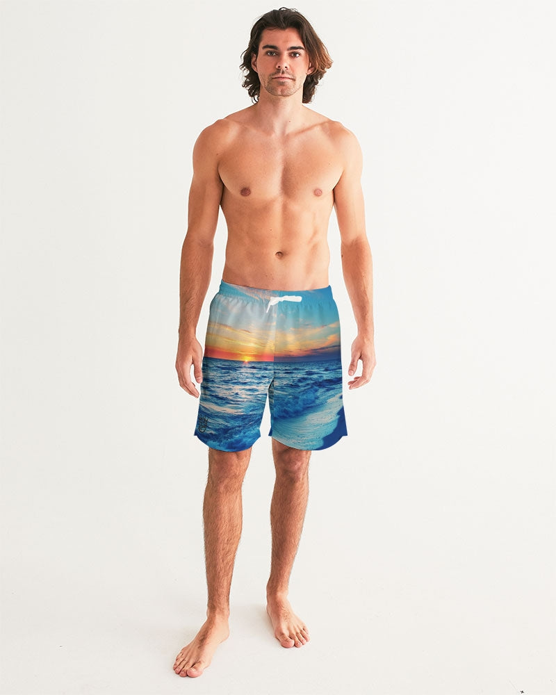 Beach Sunset - Blue Men's Swim Trunk