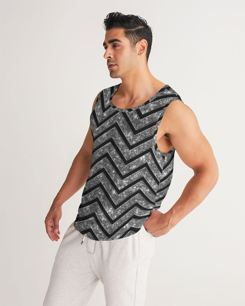 Silver n Black Coruscate Men's Sports Tank