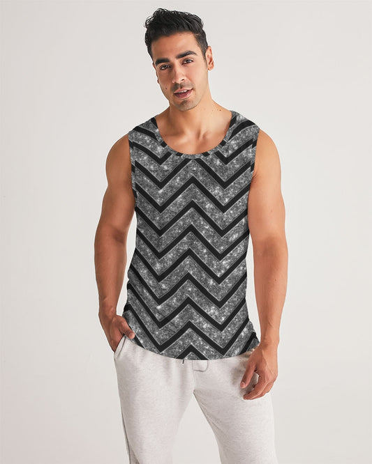 Silver n Black Coruscate Men's Sports Tank