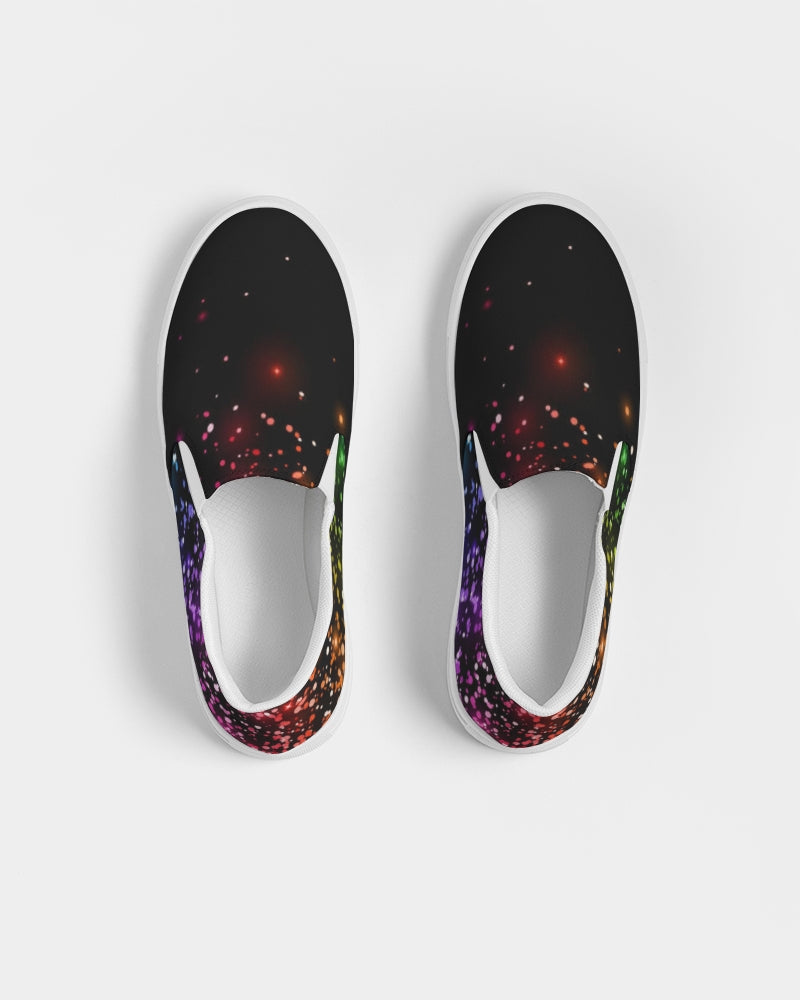 Black Rainbow Shimmer Men's Slip-On Canvas Shoe