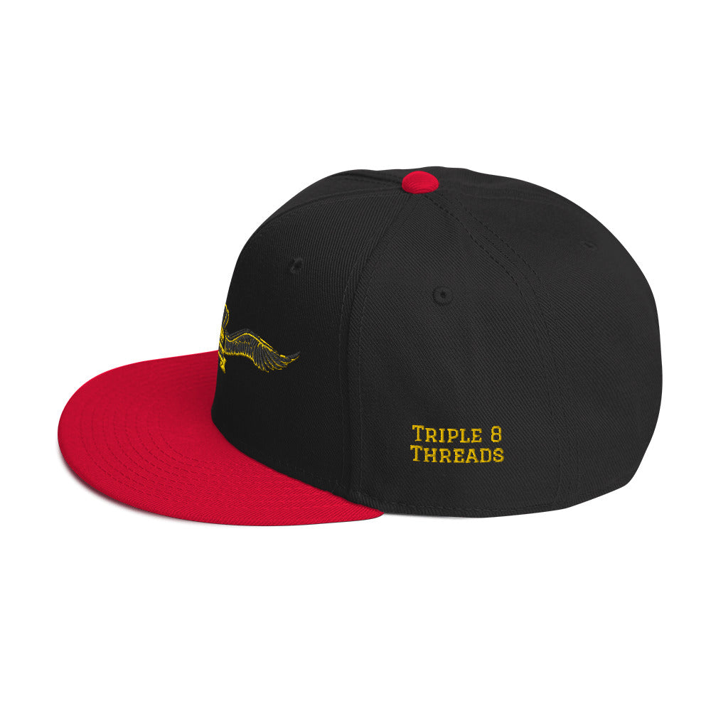 King Status Winged Snapback Hat - Black and Gold