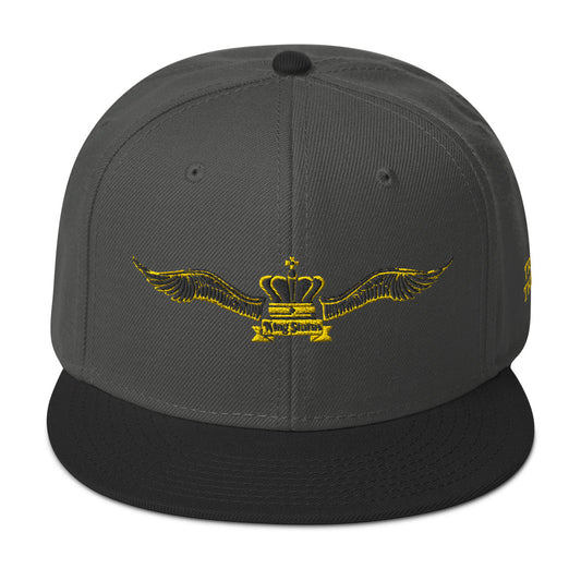 King Status Winged Snapback Hat - Charcoal and Black