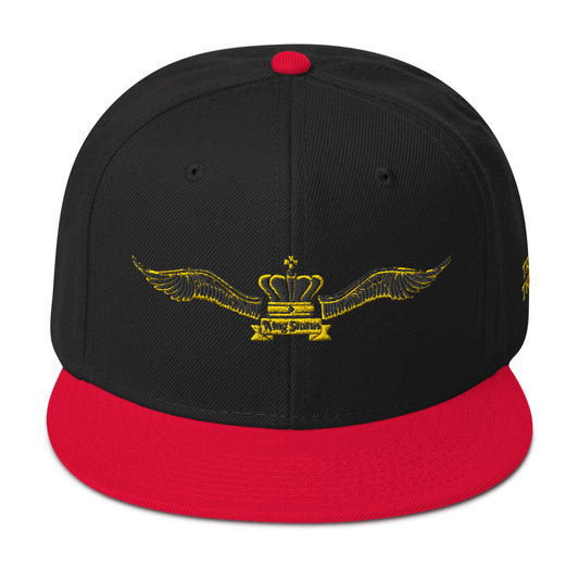 King Status Winged Snapback Hat - Black and Red